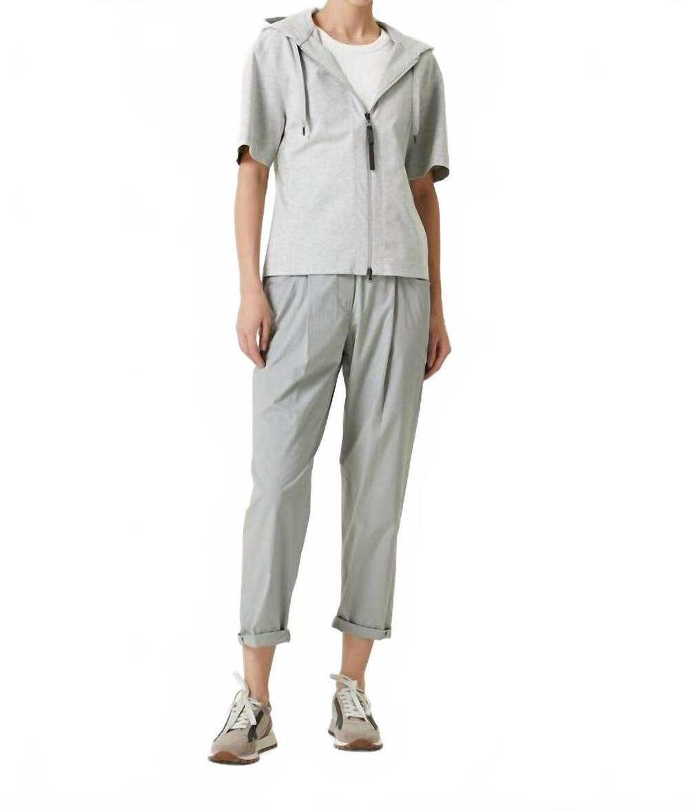 NEW BRUNELLO CUCINELLI hooded zippered sweatshirt in light gray